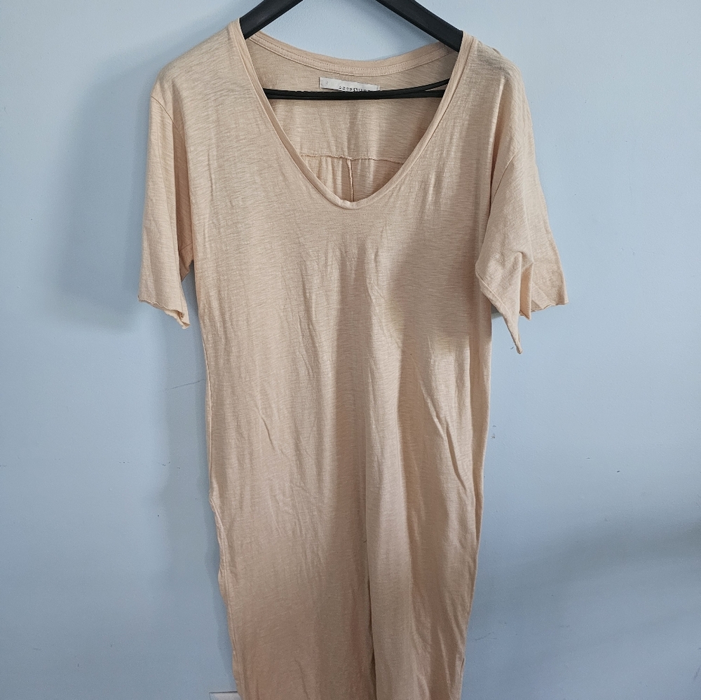 Women's Maxi Shirt Dress in Light Peach
